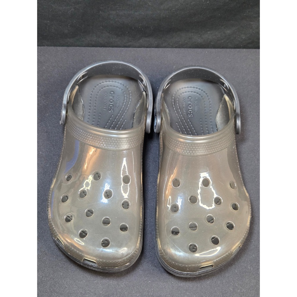 Crocs Classic Translucent Clogs Black Women 7 Men 5 Water Shoes 206908-001 - Picture 4 of 9